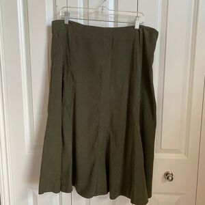 Olive Green Faux Suede Women’s Midi Skirt 16